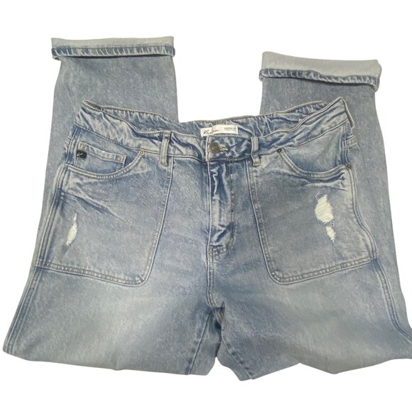 KanCan Estilo Jeans Womens Size 18 Light Wash Distressed Denim Straight Leg - Picture 5 of 14